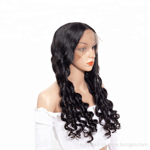Brazilian Human Hair Cuticle Aligned  Loose Wave Curly  Lace Front Wig with Preplucked Hairline and Baby Hair